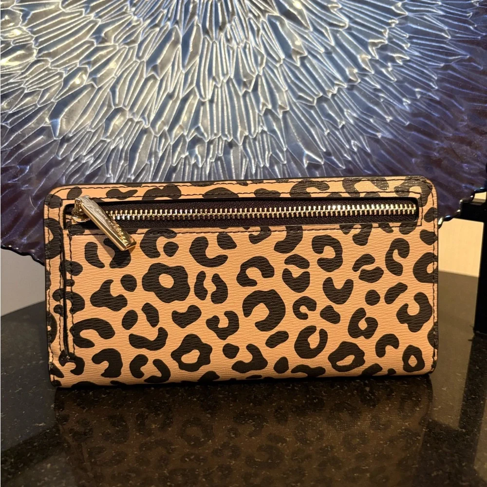 kate spade Leopard Print Zip Wallet in Tan and Black